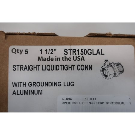American Fittings Str150Glal  Straight Liquidtight Connector Aluminum 1-1/2In Conduit Fitting 5PK STR150GLAL